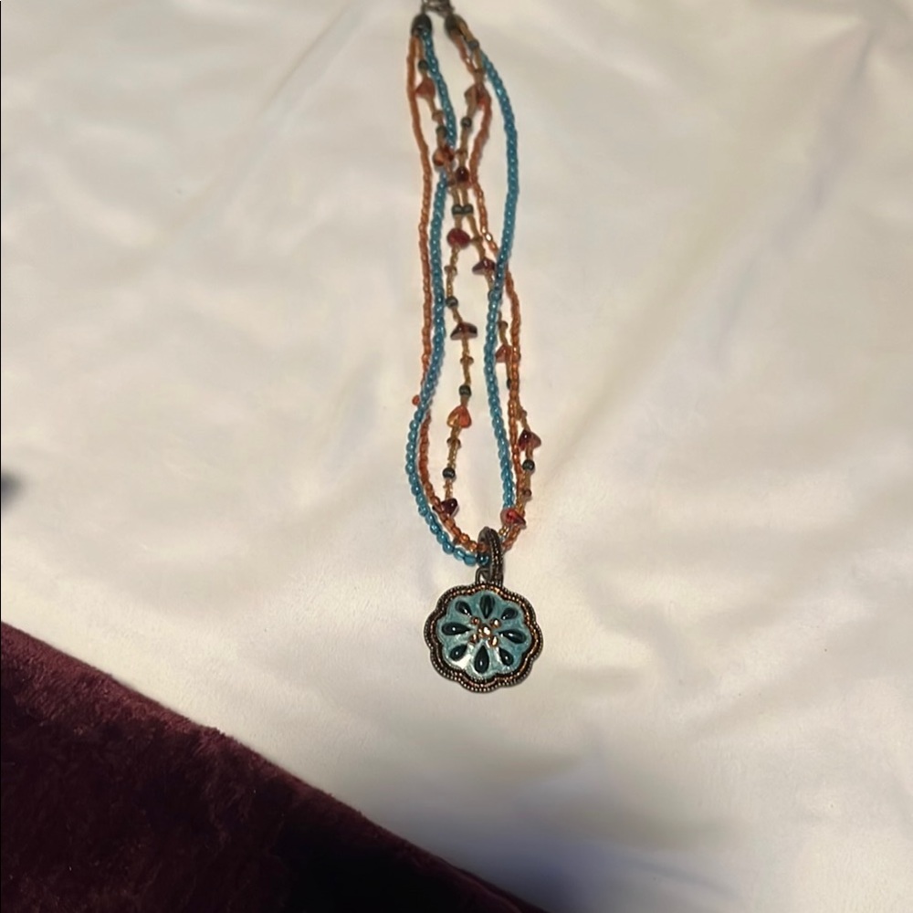 Bohemian Multi-Strand Necklace with Pendant